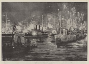 De marineparade, de vloot verlicht